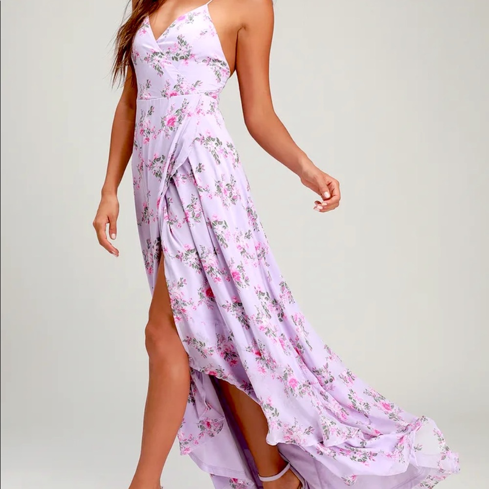 Lulus Maxi lilac floral dress “In Love Forever”